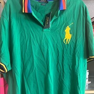 Polo by Ralph Lauren Green and Yellow Polo Shirt with Iconic Logo